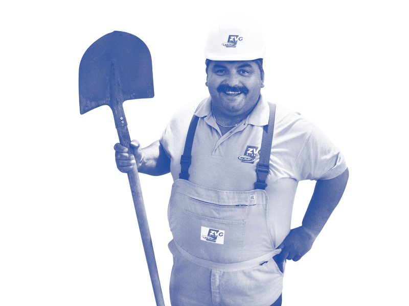 Funfact-Bild: Mitarbeiter hält Schaufel in der Hand